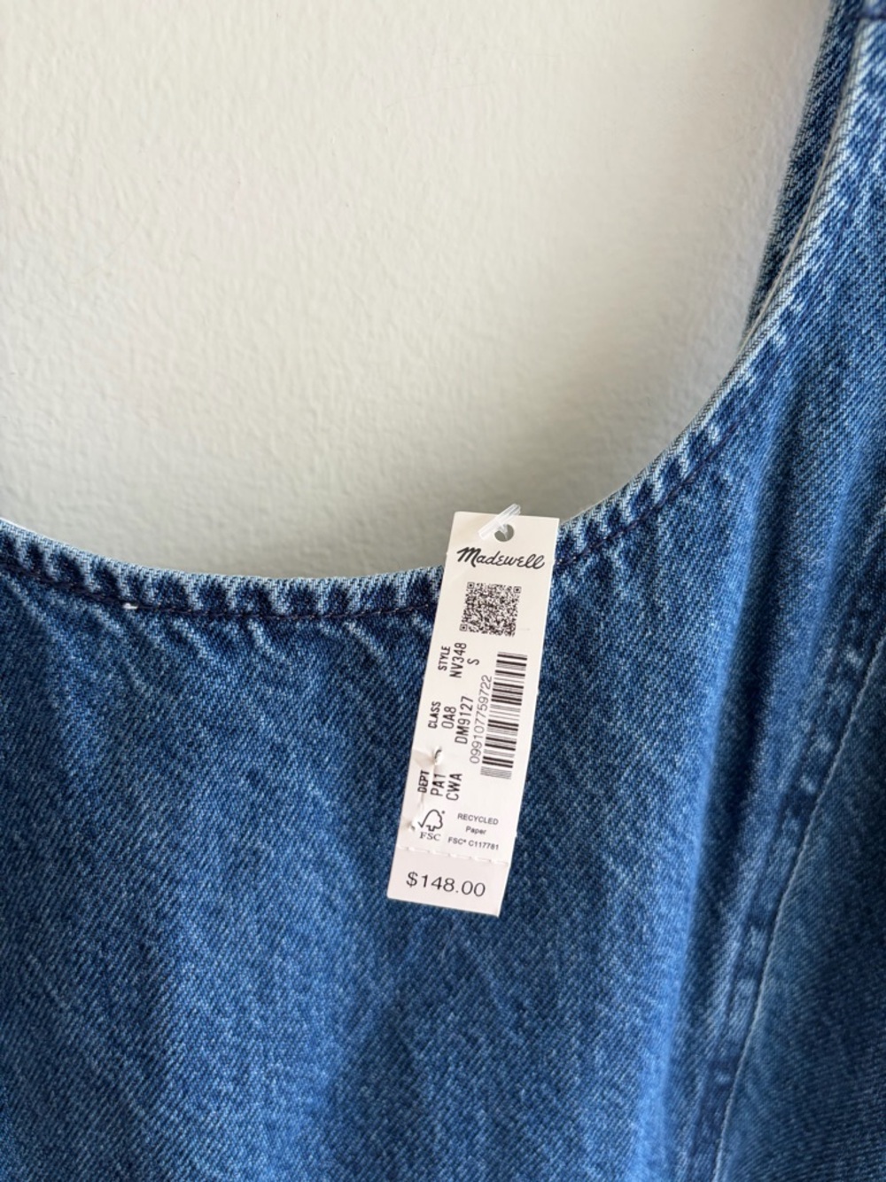 NWT! MADEWELL Denim Scoopneck Midi Dress Size Small - Picture 6 of 8